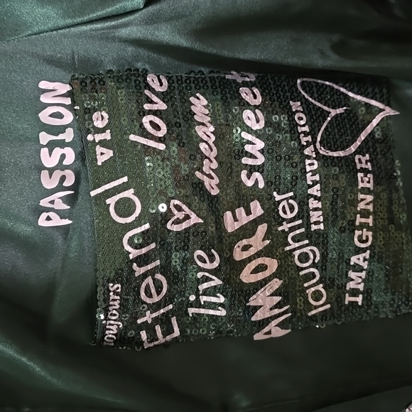 Frank Lyman Design Sequined Tie Hem Roll Tab Sleeve Satin Top  - Picture 8 of 9